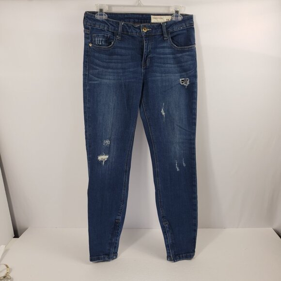 Pistol 28 Ripped Distressed Low Rise Jeans Blue Zippered Legs Pants - Picture 1 of 14